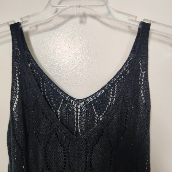 Women's Crochet Black V-Neck Sleeveless Dress Elastic Waist Open Knit‎ XL Beach - Picture 4 of 11